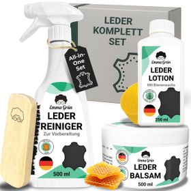 Emma Grün® Lederpflege Komplettset mit Reiniger, Lotion & Balsam