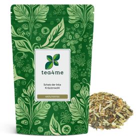 tea4me Schatz der Inka Kräuterwohl Kräutertee mit Grüntee und Papaya-Geschmack