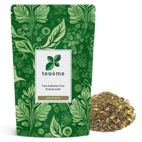 tea4me Tulsi Indischer Chai Kräuterwohl Kräutertee mit Ingwer-Zimt-Geschmack