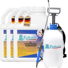 FUTUM 3x5L Milben- / Spinnenspray + 5L Sprüher
