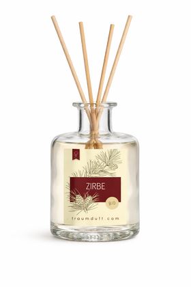 Traumduft Mikado Raumduftflakon Zirbe mit Peddigrohr Stäben