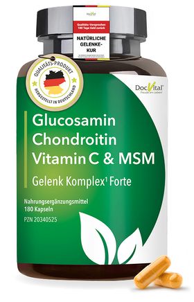 DocVital® Glucosamin Chondroitin MSM Kapseln hochdosiert - Gelenkkapseln mit Kurkuma