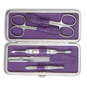 DREITURM Solingen  5-teilig Maniküre-Etui – Made in Solingen - Modell Aubergine