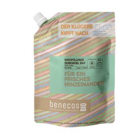benecos Nachfüllbeutel - FRISCHES MINZEINANDER Duschgel 2in1 Bio Minze
