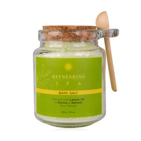 Accentra Badesalz Refreshing Spa Lemon und Jasmin Glas mit Holzlöffel