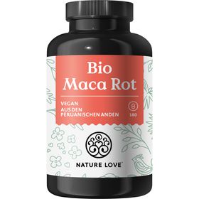 NATURE LOVE® Bio Maca Rot - 180 Kapseln - 3000mg pro Tagesdosis (entspricht 12.000mg Maca Wurzel)