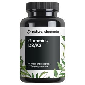 natural elements Vitamin D3/K2 – 120 Gummies – 1.000I.E. D3/Tag – Tropical – Markenrohstoff K2VITAL®