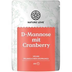 NATURE LOVE® D-Mannose Pulver + Cranberry - 250g Pulver - 100 Tage Reichweite - mit Dosierlöffel