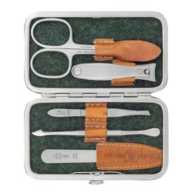 DREITURM Solingen Maniküreetuis aus echtem Wildleder & Filz – Modell Loden - grün