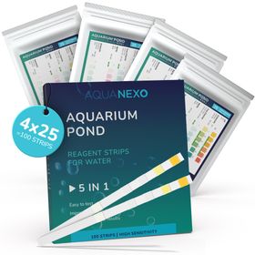 Aquanexo 5in1 Aquarium & Teich Teststreifen – zur Wasseranalyse, Großpackung