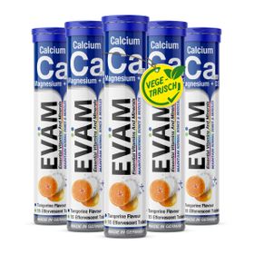 EVÄM Calcium + Magnesium + D3 Brausetabletten - 5er Pack