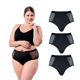 Periodenunterw�sche Recycled Lace Leaf High Waist (3er Multipack)