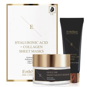 ErthSkin London ANTI-FALTEN-Feuchtigkeitscreme für die Nacht + Gesichtsmaske + Kollagenmaske set
