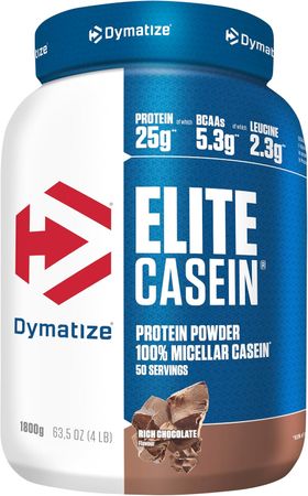 Dymatize Elite Casein Protein Pulver Rich Chocolate – Casein Eiweißpulver mit BCAAs