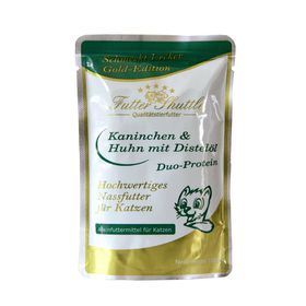Katzen Nassfutter Beutel Gold Edition Kaninchen & Huhn mit Distelöl