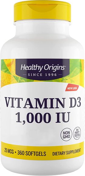 Healthy Origins, Vitamin D3, 1.000IU, Kapseln