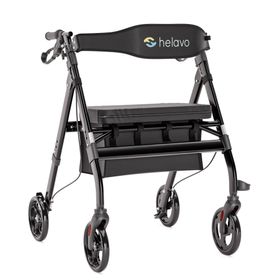 Helavo Rollator extra breit, faltbarer, mit höhenverstellbarem Sitz, bis 226 kg