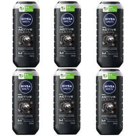 NIVEA MEN Pflegedusche Active Clean Duschgel Aktivkohle 3in1 Haut Haar