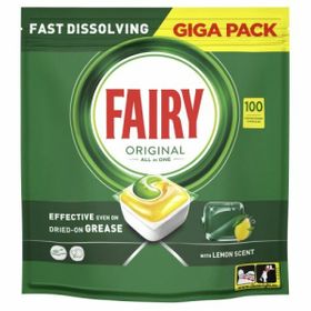 Fairy Original All in One Spülmaschinentabs, Zitrone, 100 Tabs, Die Sogar Bei Eingetrocknetem Fett