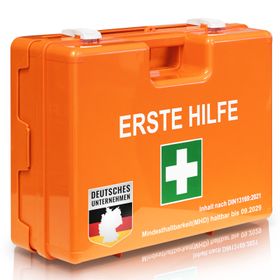 KARAT Erste-Hilfe-Koffer Mittel DIN 13169 für mittelgroße Betriebe - Wandhalterung und 90° Stopper