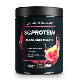 natural elements SoProtein Clear Whey Isolate – Raspberry Mojito – 600g Proteinpulver – 24g Protein