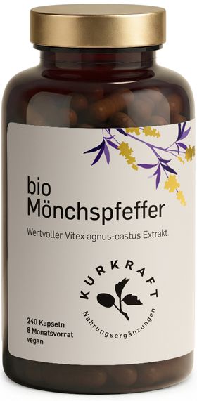 Kurkraft© Bio Mönchspfeffer – 10 mg Vitex-agnus-castus-Extrakt – 240 Kapseln – 8 Monate