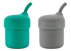 Pura my-my Silikon Strohhalmbecher 150ml  2er-Set Mint & Slate