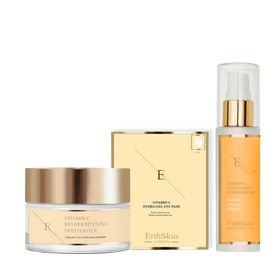 ErthSkin London VITAMIN C ELIXIER SERUM + Vitamin C Bio Brightening Moisturizer + Augenpads set
