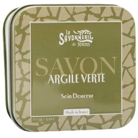 La Savonnerie de Nyons - Metallbox mit Seife - Grüne Tonseife