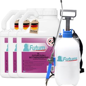 FUTUM 3x5L Bettwanzen- / Flohspray + 5L Sprüher