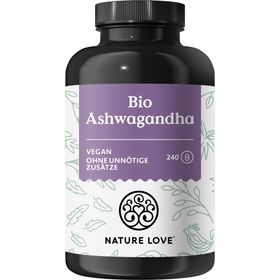 NATURE LOVE® Bio Ashwagandha - 240 Kapseln - 1950mg/Tagesdosis - Hochwertiges indisches Ashwagandha