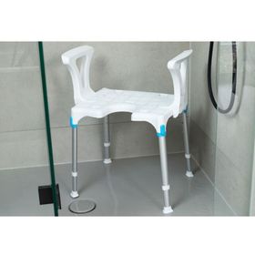 Russka laguna Duschhocker mit Armlehnen und Hygieneausschnitt