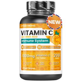 Vitastrong Vitamin C - 200 Tabletten, 1000mg - Immunabwehr & Antioxidative Unterstützung