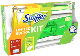 Swiffer 2in1 Kit, 1 Bodenwischer + 8 Trockene Bodentücher und 1 Staubmagnet