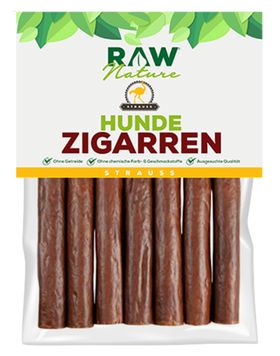 RAW Nature Hundesnack, Strauß Hunde-Zigarren, Dörrfleisch Kausnack