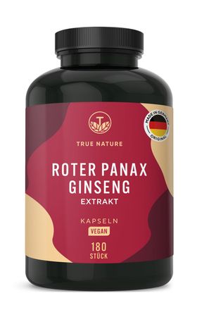 TRUE NATURE® Roter Panax Ginseng Kapseln - 20% Ginsenoside (8:1 Extrakt)