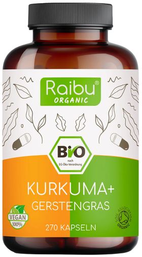 BIO Kurkuma Gerstengras Kapseln hochdosiert - RAIBU