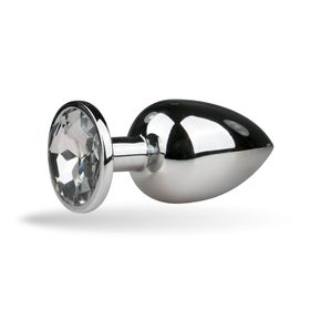 Analplug Silber aus Metall mit Zierstein - groß - Easytoys