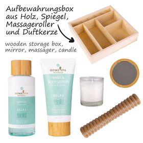 Accentra Home Spa Badeset Jojoba & Lotus in Aufbewahrungsbox aus Holz