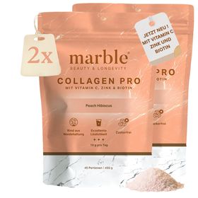 marble© Collagen Pro Peach Hibiscus mit Vitamin C, Zink & Biotin – Sparset