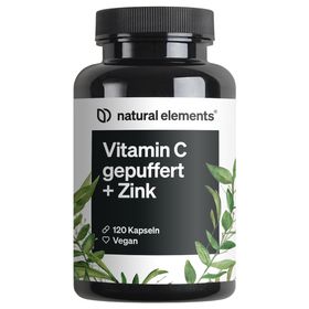 natural elements Vitamin C – 120 Kapseln – 1000mg + 15mg Zink – fermentiert, gepuffert magenschonend