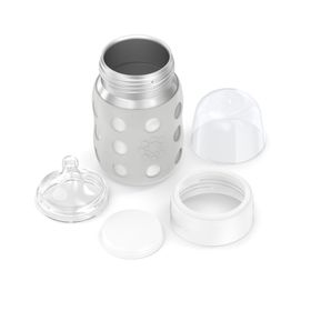 Edelstahl Baby-Weithalsflasche,  235ml,  Silikonsauger 2 (3-6 Monate), cool grey