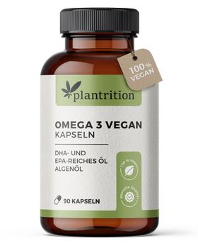 plantrition Omega 3 Vegan Algenöl Kapseln Hochdosiert - 90 Softgel Kapseln