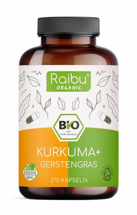 BIO Kurkuma Gerstengras Kapseln hochdosiert - RAIBU