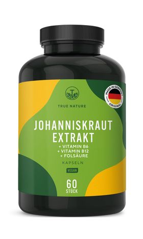 TRUE NATURE® Johanniskraut Extrakt Kapseln mit Vitamin B6, B12 & Folsäure (Probiergröße)