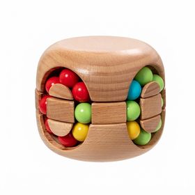 EUROtops Knobelwürfel aus Holz – Denkspiel für Senioren mit 32 Kugeln