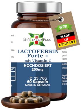 Lactoferrin Forte + | 200mg Lactoferrin + 80mg Vitamin C | Natürliches Lactoferrin >97% Reinheit