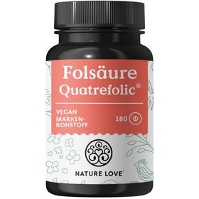 NATURE LOVE® Folsäure Quatrefolic® – 180 Tabletten – 400 μg pro Tablette
