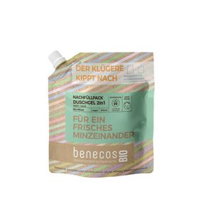 benecos Nachfüllbeutel - FRISCHES MINZEINANDER Duschgel 2in1 Bio Minze