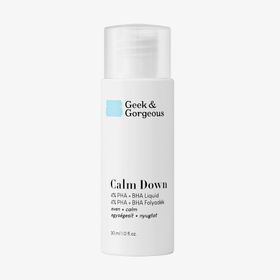 Geek & Gorgeous Calm down, Sanftes Peeling für das Gesicht, mit PHA und BHA-Säuren, 30 ml